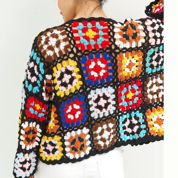COPY - Anthropologie multicolour square crochet cardigan - Picture 3 of 3